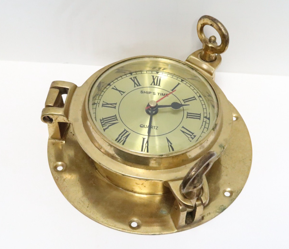 VINTAGE SHIP'S TIME BRASS QUARTZ CLOCK