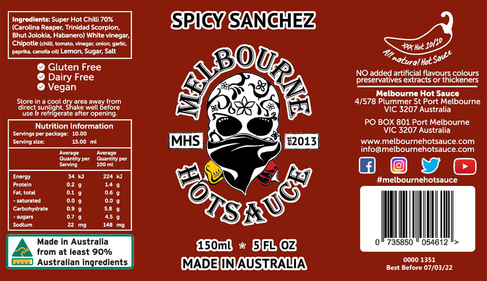 Melbourne Hot Sauce 12x150ml Challenge Pack