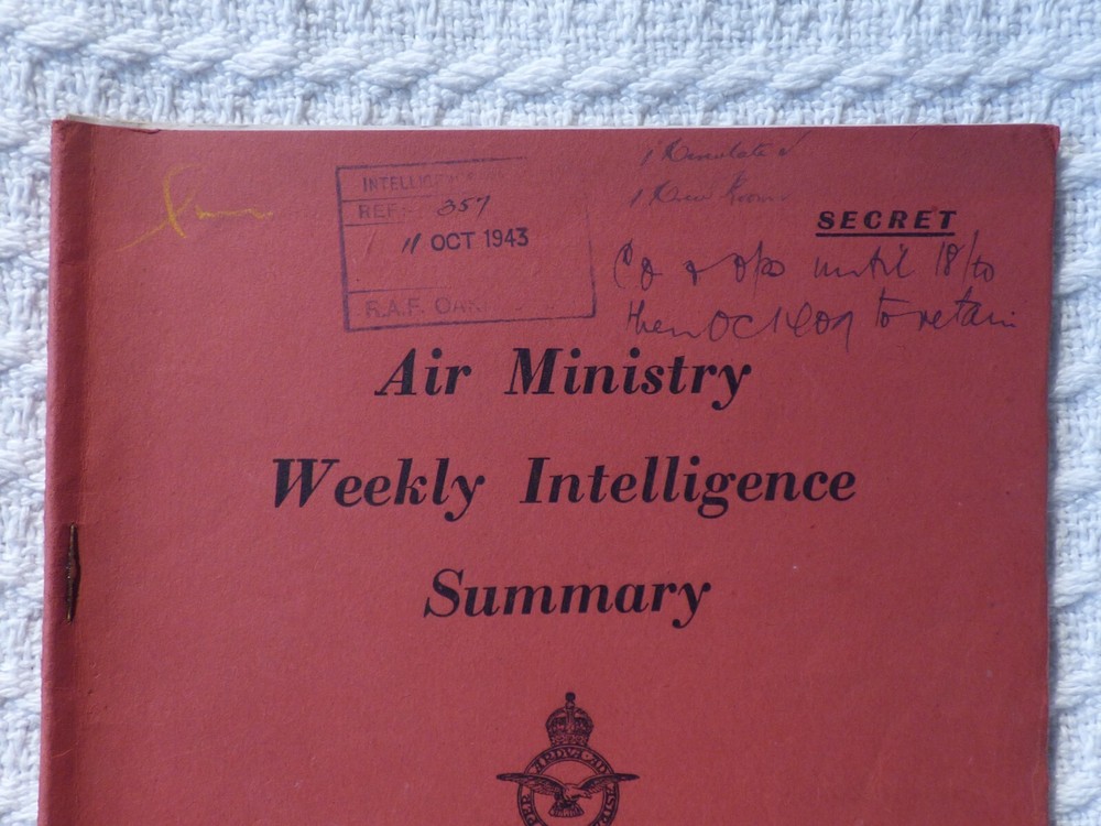 WW2 Secret RAF Air Ministry Weekly Intelligence Summary Journal 9 Oct 1943