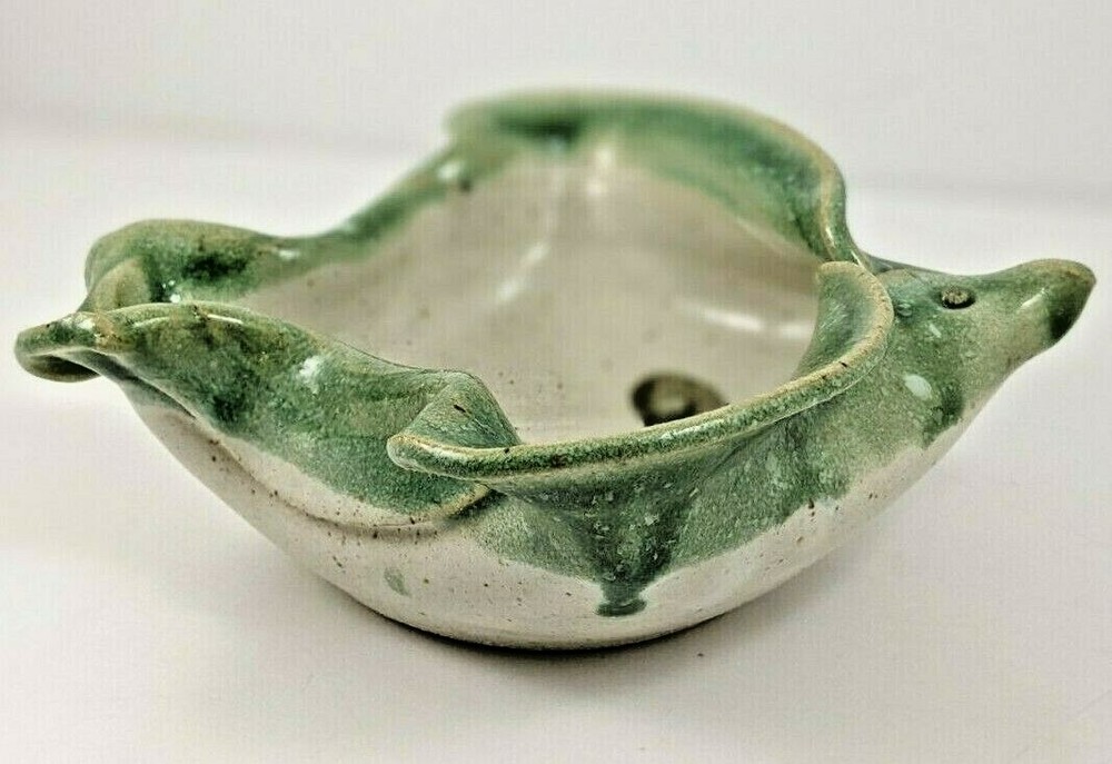 Studio Art Pottery Fish Shaped Bowl Glazed Signed