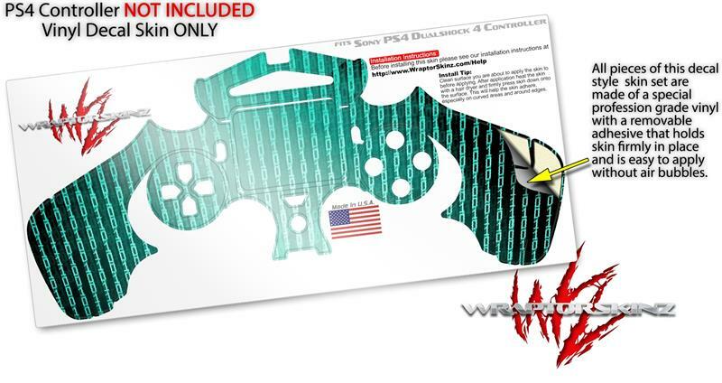 Skin for Sony PS4 Controller Binary Rain Teal