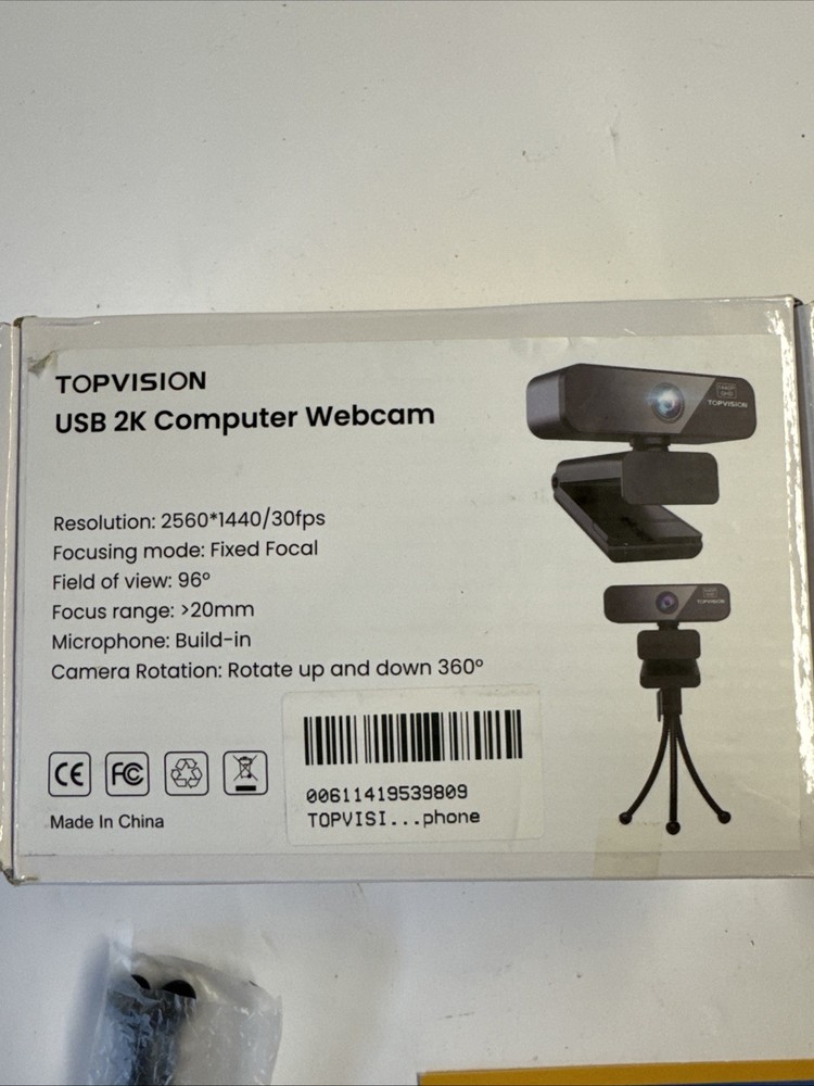 2K QHD Webcam with Microphone and Stand, Plug and Play Streaming Computer Camera