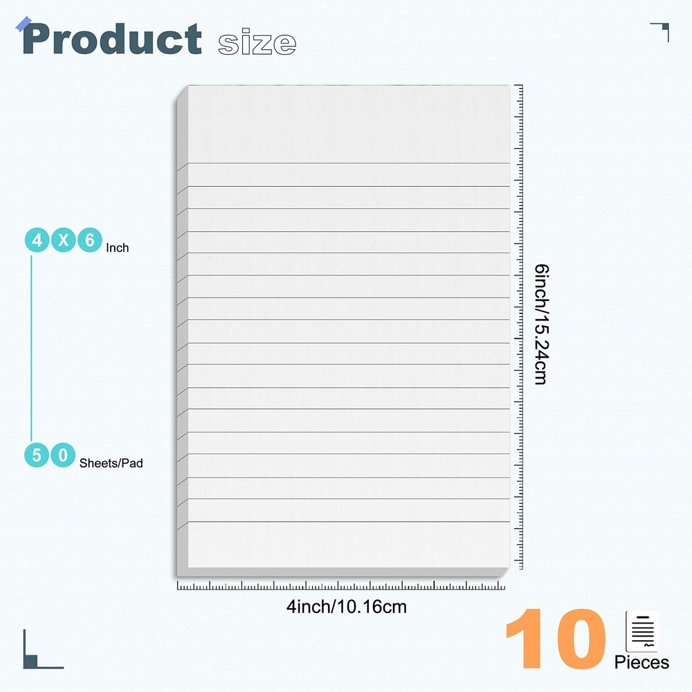10 Pack Note Pads Small 4x6 Inch Lined Writing Memo Refills