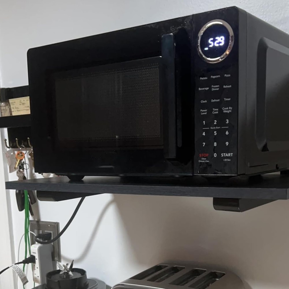 4 PCS Black Microwave Shelf Bracket, Wall Mount, Foldable, Adjustable Holder