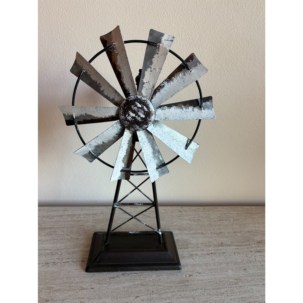 Farmhouse Tin Windmill Decor