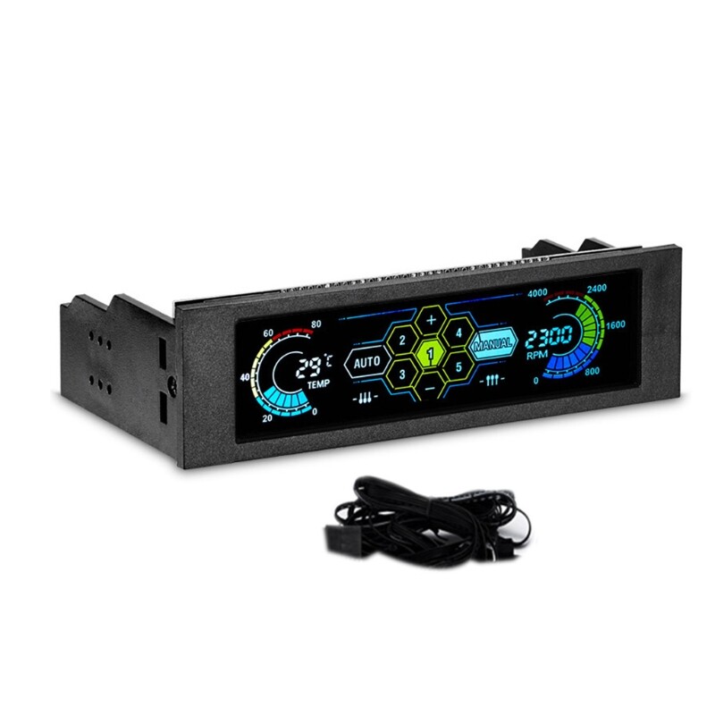 PC CPU 5 Channel Fans Controller Speed Control Adjuster LCD Cooling Front Panel