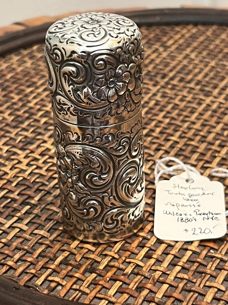 Sterling Tooth Powder Box Repousse 1880's