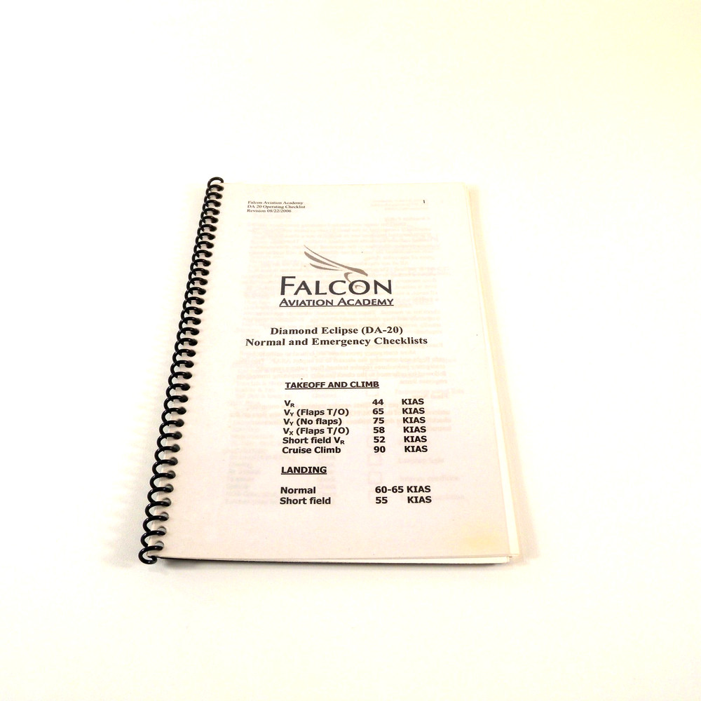 Diamond Eclipse Aircraft DA20 Normal And Emergency Checklist Pilot Training Book