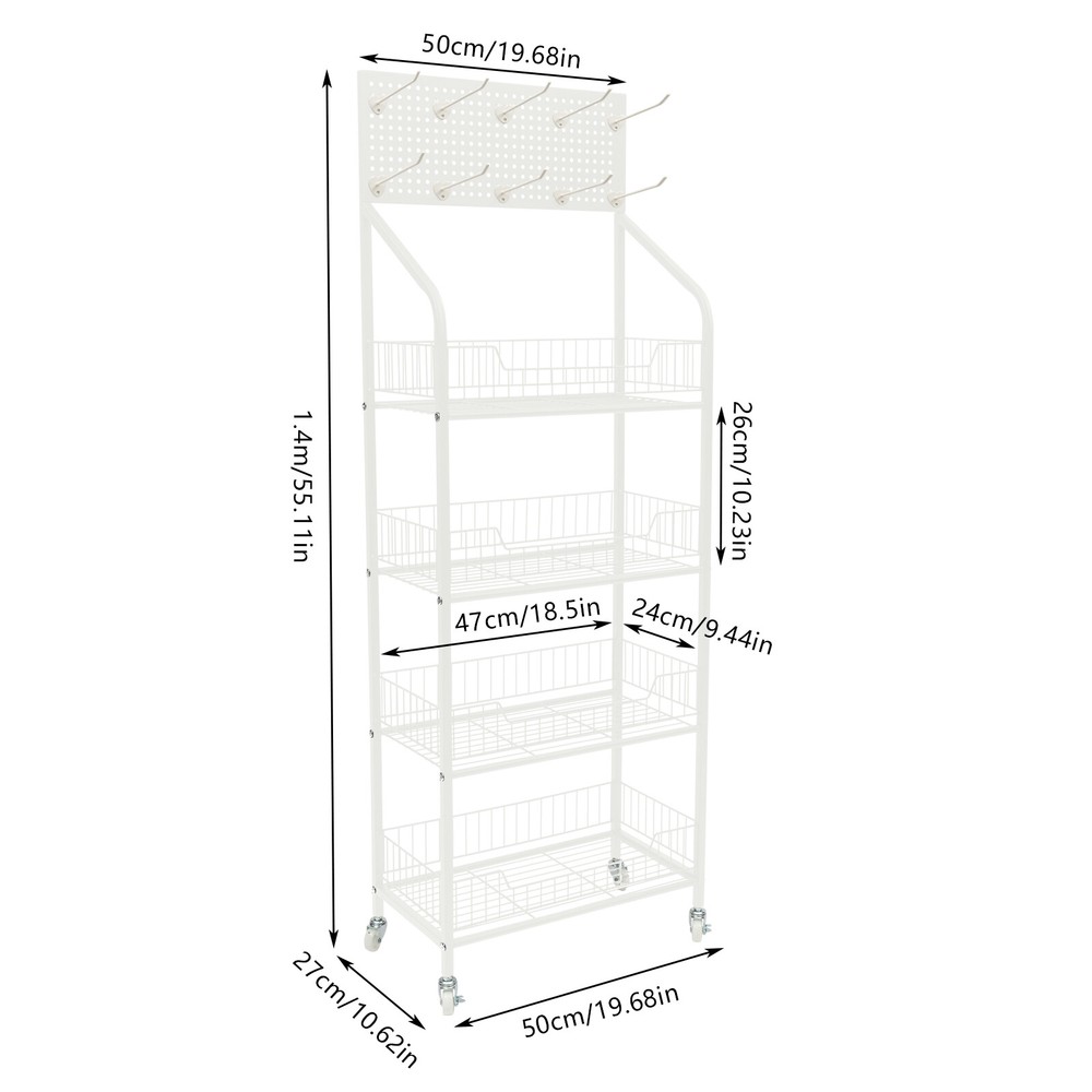 4 Tier Retail Display Rack Stand Snack Candy Display Organizer Basket Stand Cart