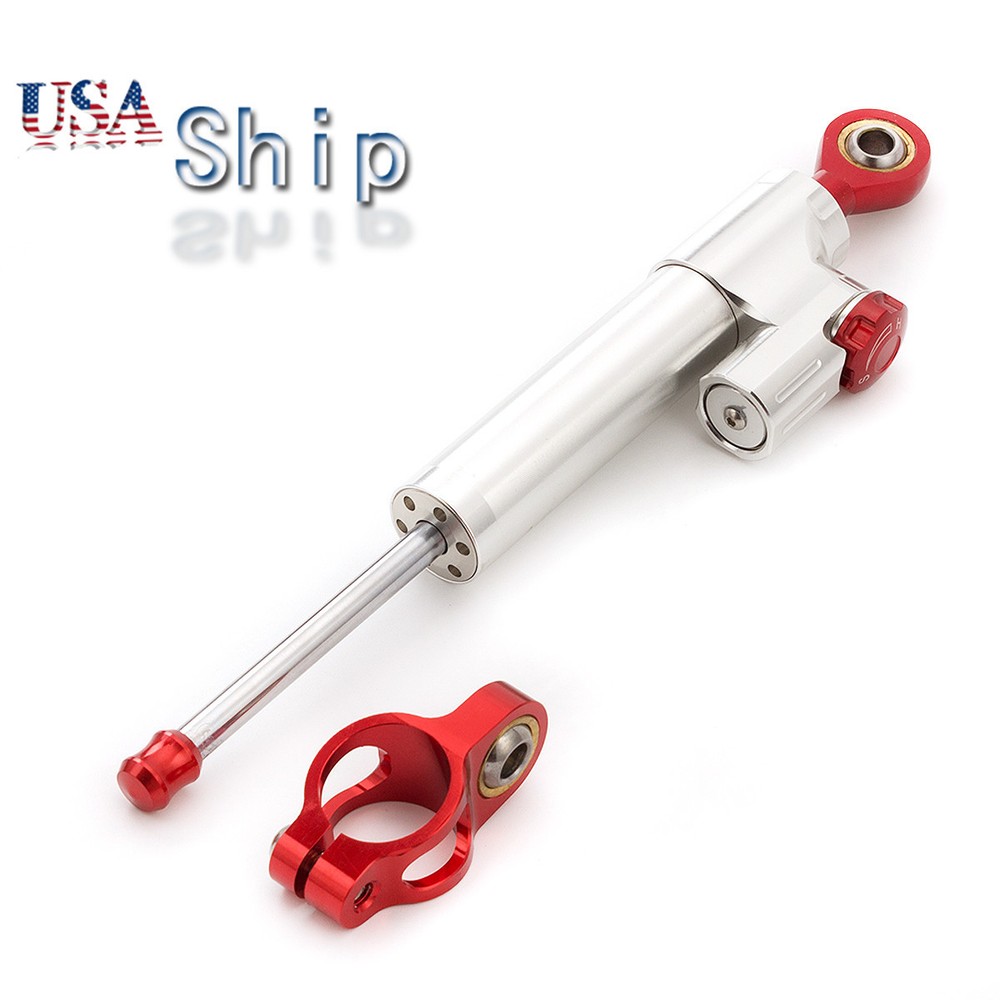 CNC Steering Stabilizer Damper Linear Reversed For CB1300 CB1000R Silver&Red x1