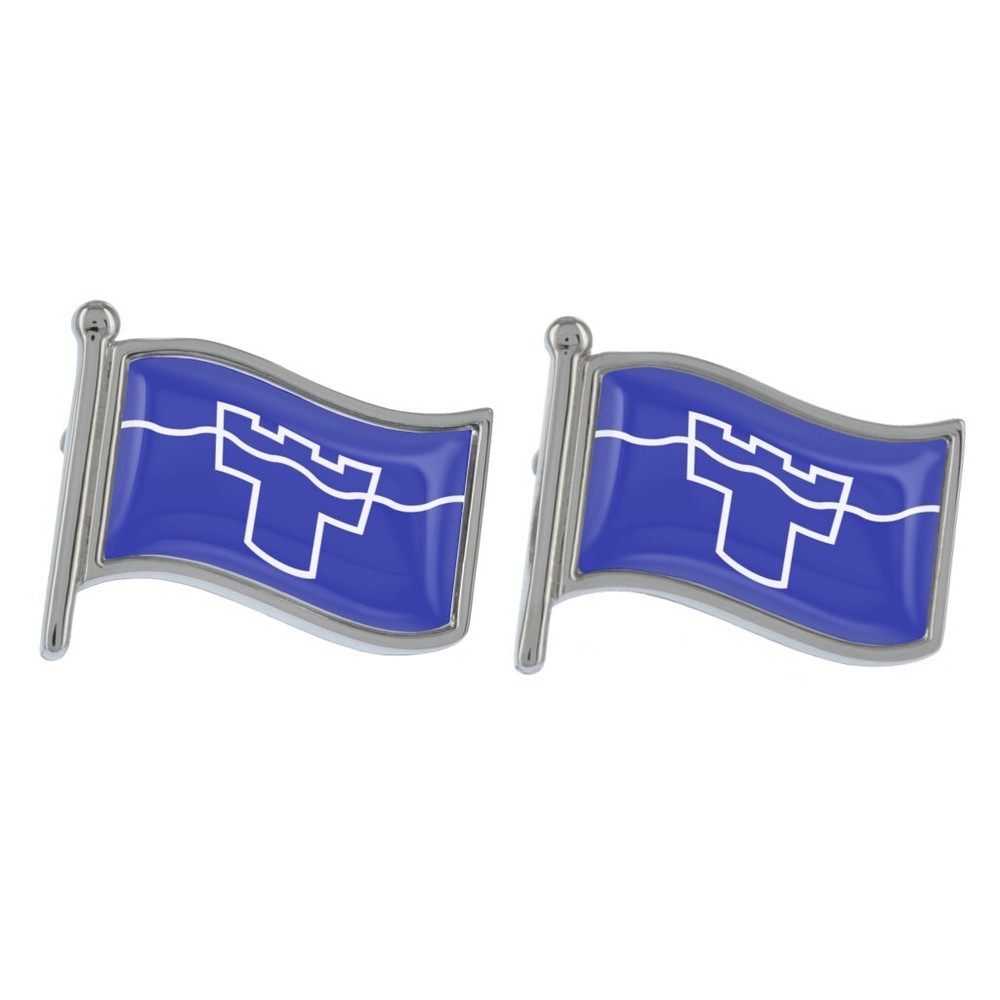 Tyne Wave Flag Silver Cufflinks in Gift Box