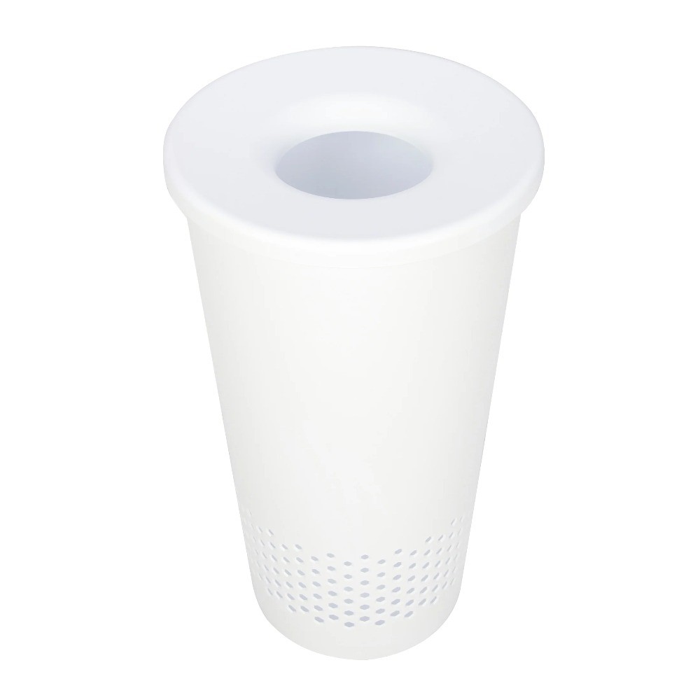Round Lidded Hamper, White, Adult