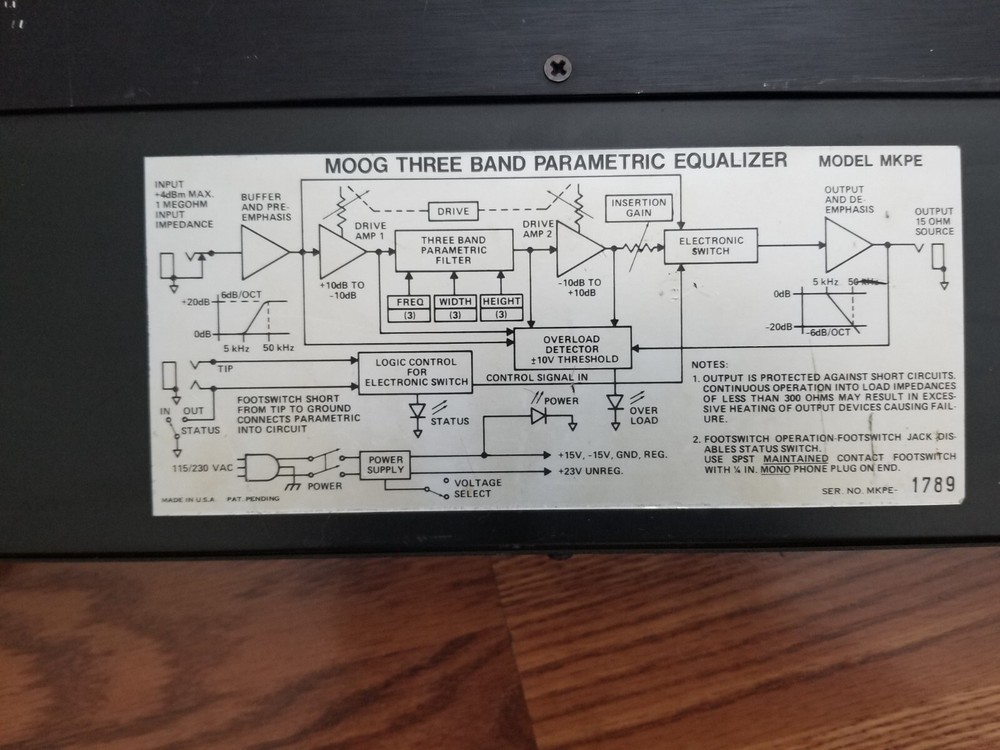 Moog MKPE Three Band Parametric Equalizer - Vintage