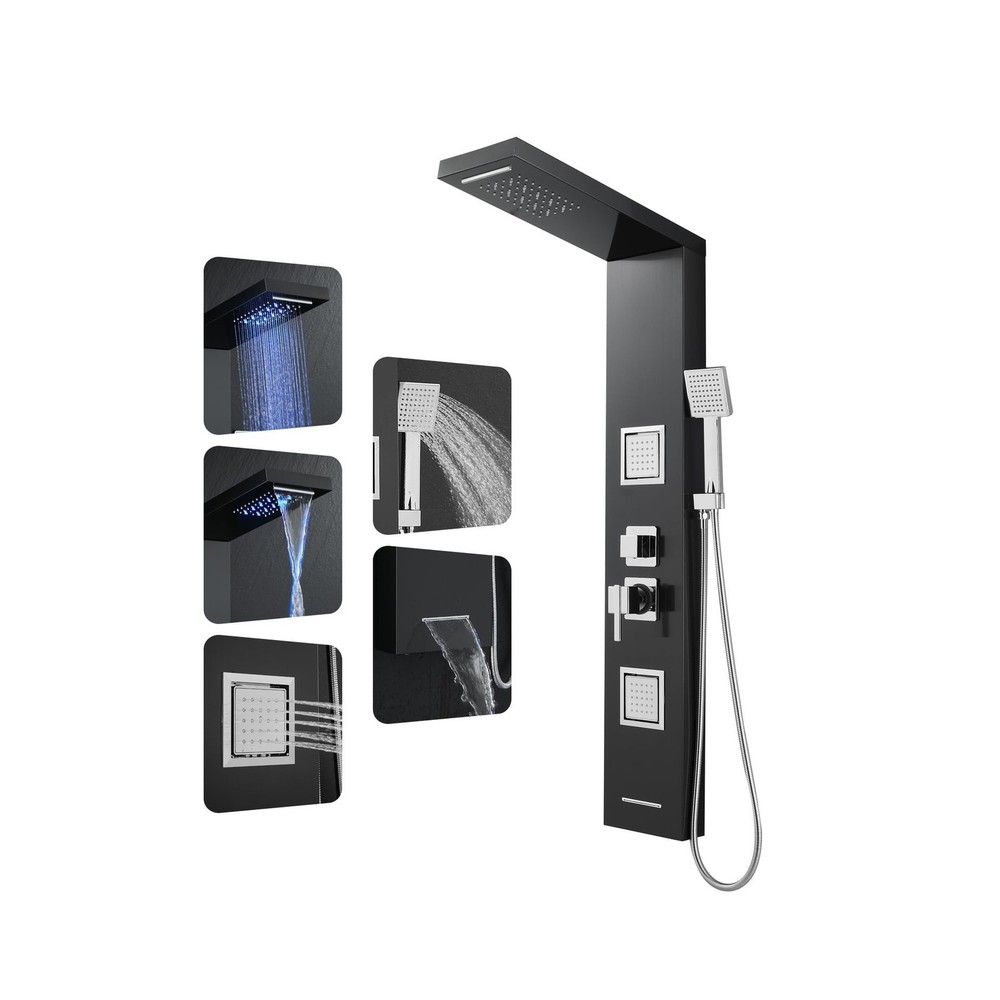 ROVOGO Shower Panel Tower System with Led Lights Rainfall Waterfall... Fast Ship