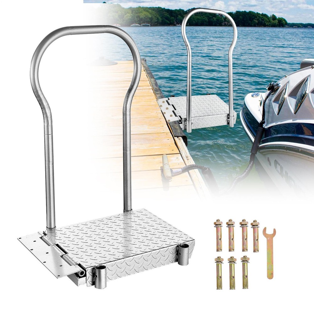 Boat Boarding Platform With Handrail, Foldable Dock Boarding Platform W/ Handle