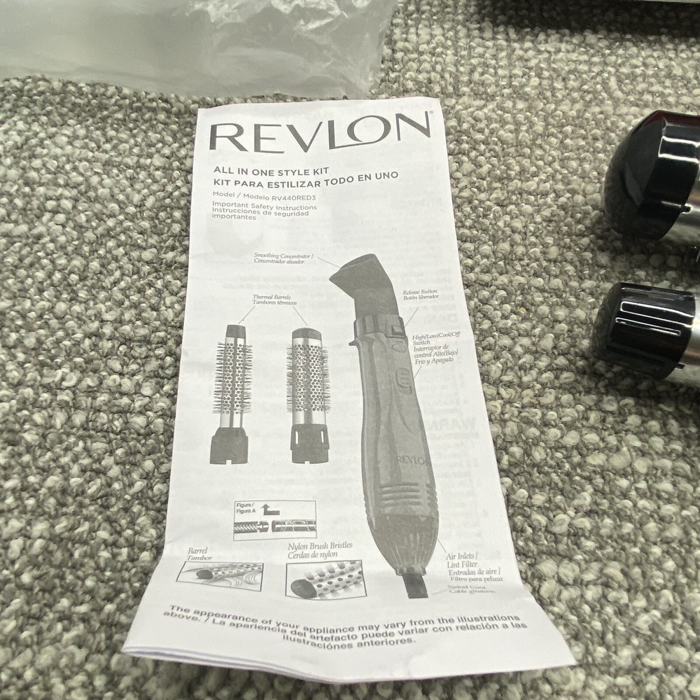 Revlon Style Curl Volumize Curling Iron Tool Ceramic Hot Air Kit Attachments