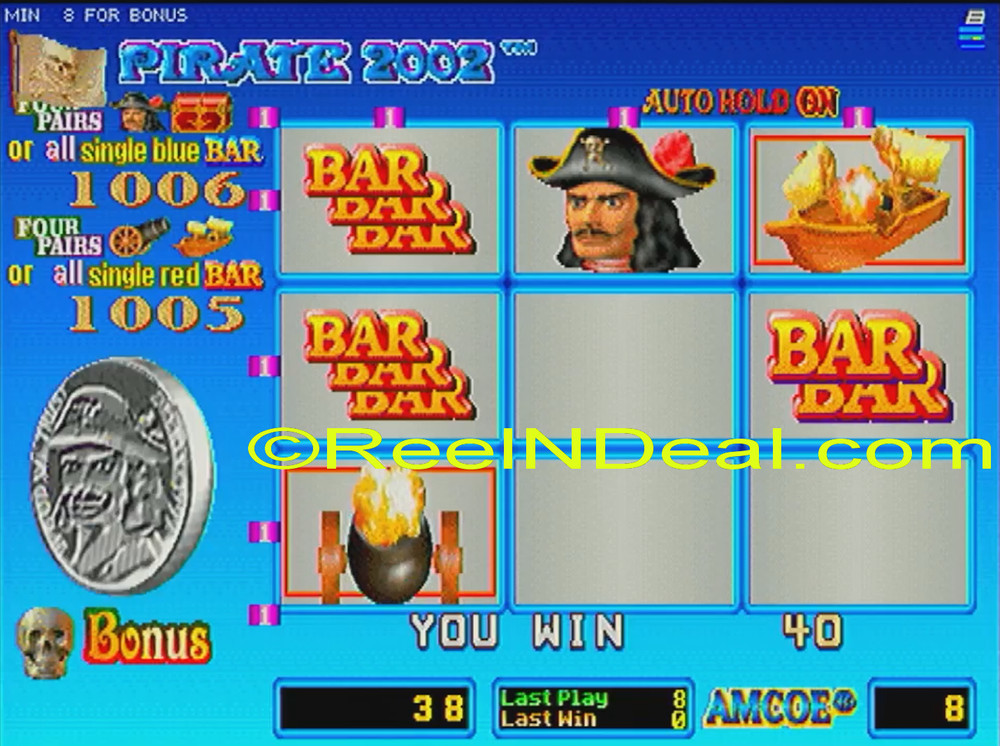Amcoe Pirate 2002 Cherry Master 8-Liner Slot Machine Optional Skill Spin & Hold