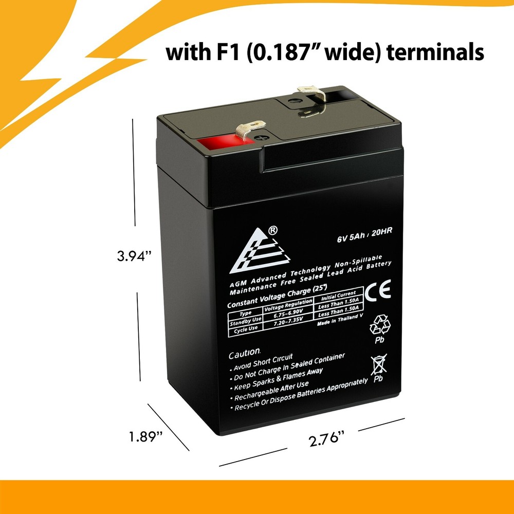 4 Pack 6 VOLT 5AH RECHARGEABLE GAME DEER FEEDER BATTERY 6V