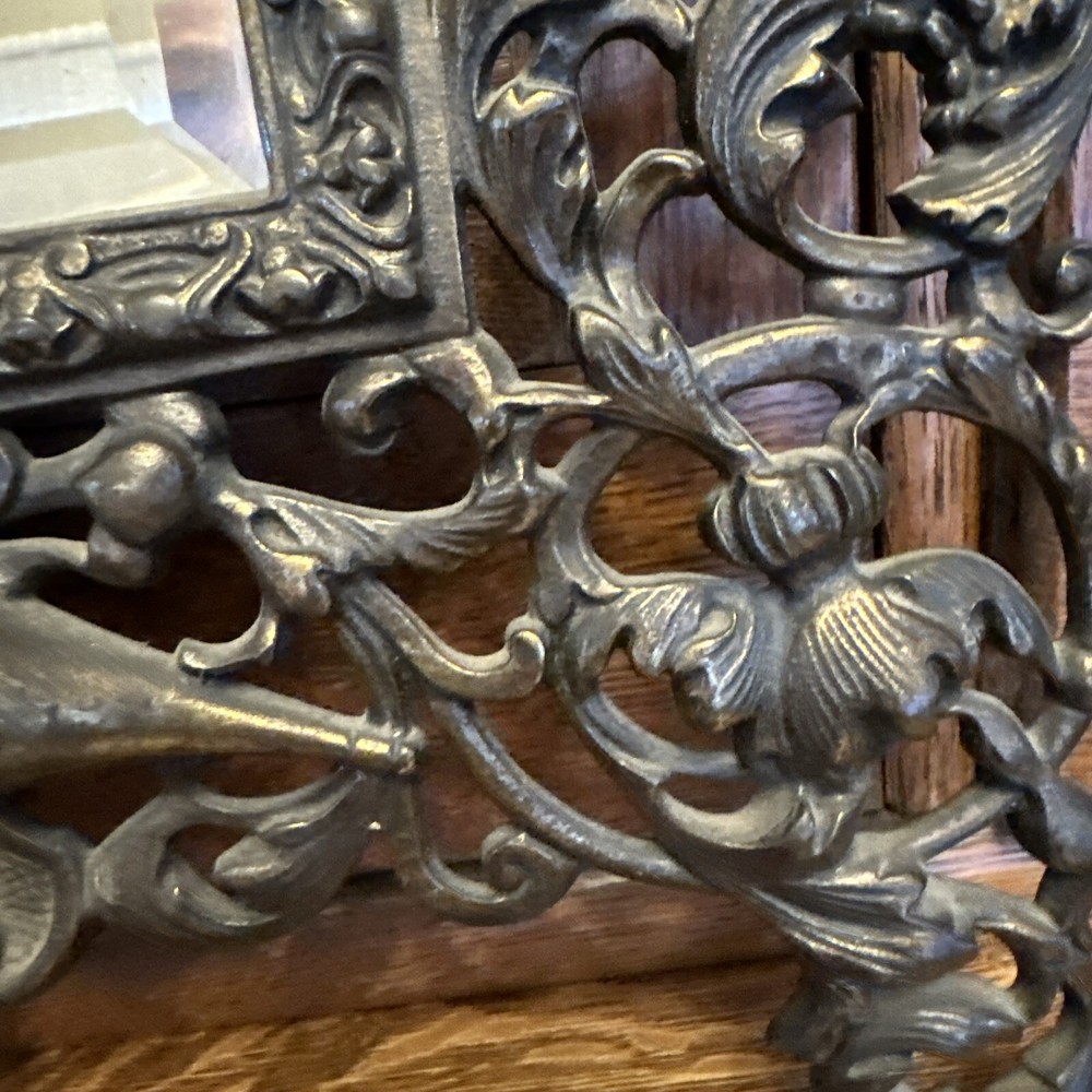 Ornate Framed Beveled Vanity Mirror with Bacchus and Lion