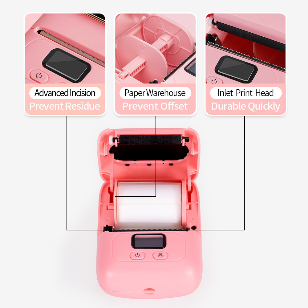 Portable Barcode Printer Wireless Pocket Thermal Printer Label Receipt Printer