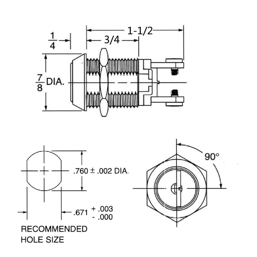 On-Off 2252 Key Switch - Maintained Screw Terminal Switch Lock with Two 2252 ...