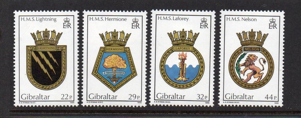 GIBRALTAR MNH 1986 SG541-544 NAVAL CRESTS