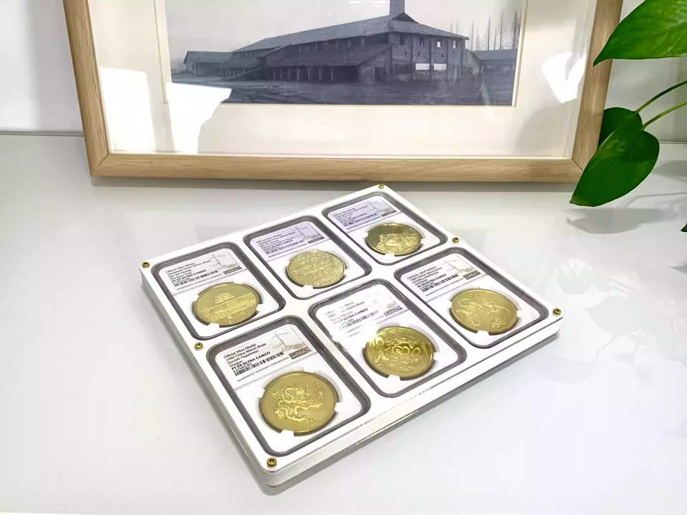 6 Grids Colored Desktop Display Frame Case Stand Box For NGC Holders