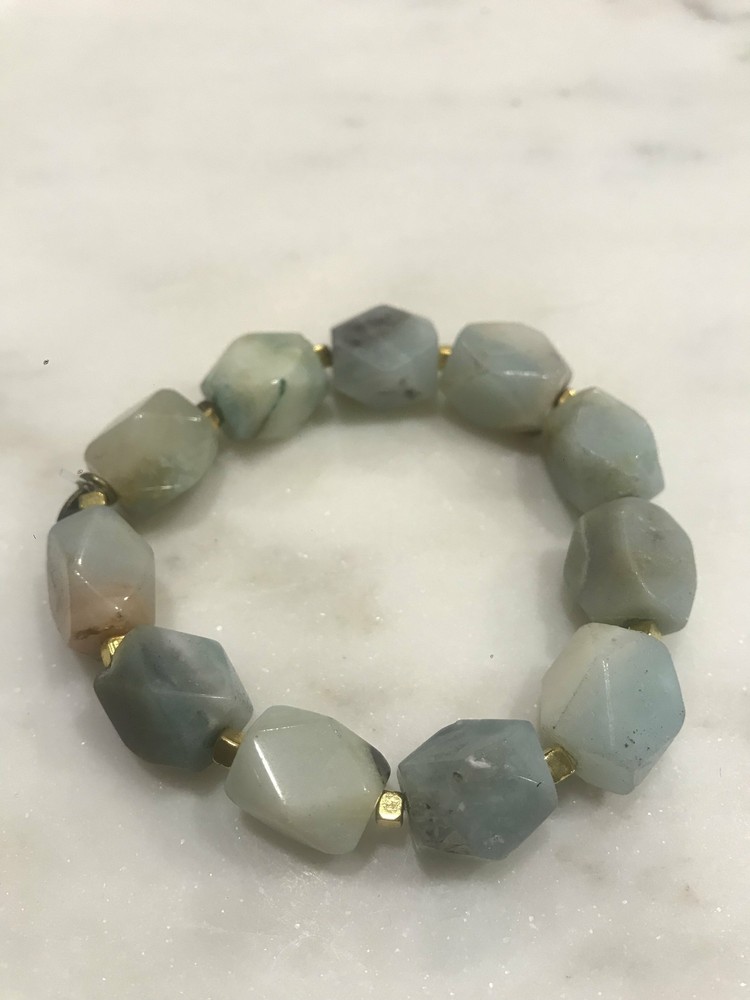 Amazonite barrel bead bracelet