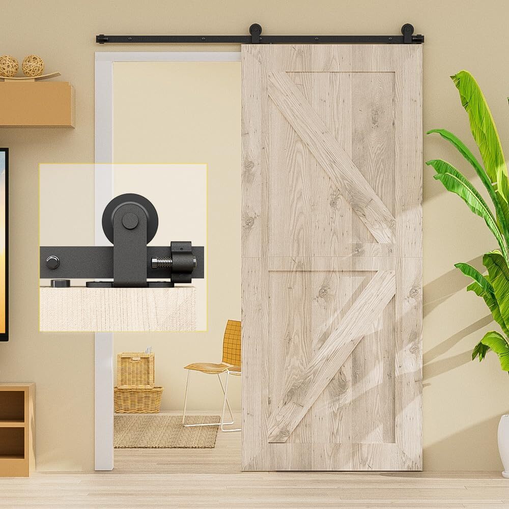 4FT-20FT Sliding Barn Door Hardware Track Single/Double Doors Kit,Closet/Kitchen