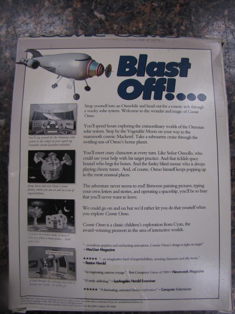 Cosmic Osmo 1993 Version MAC Computer Program Software Big Box 3.5” Disks -RARE