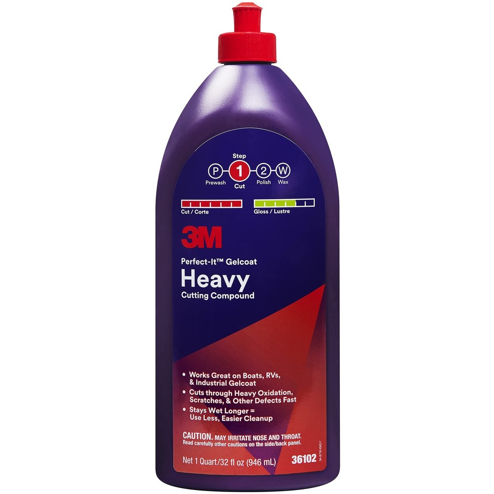 3M Perfect-It Gelcoat Heavy Cutting Compound, 1 Quart – Fast Quart, White