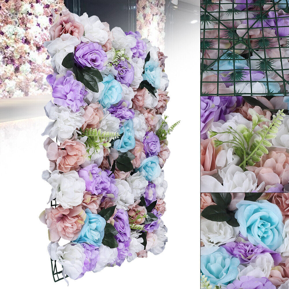 12 Pcs Artificial Flower Grid Panels DIY Flowers Wall Frames Plastic Flower Wall