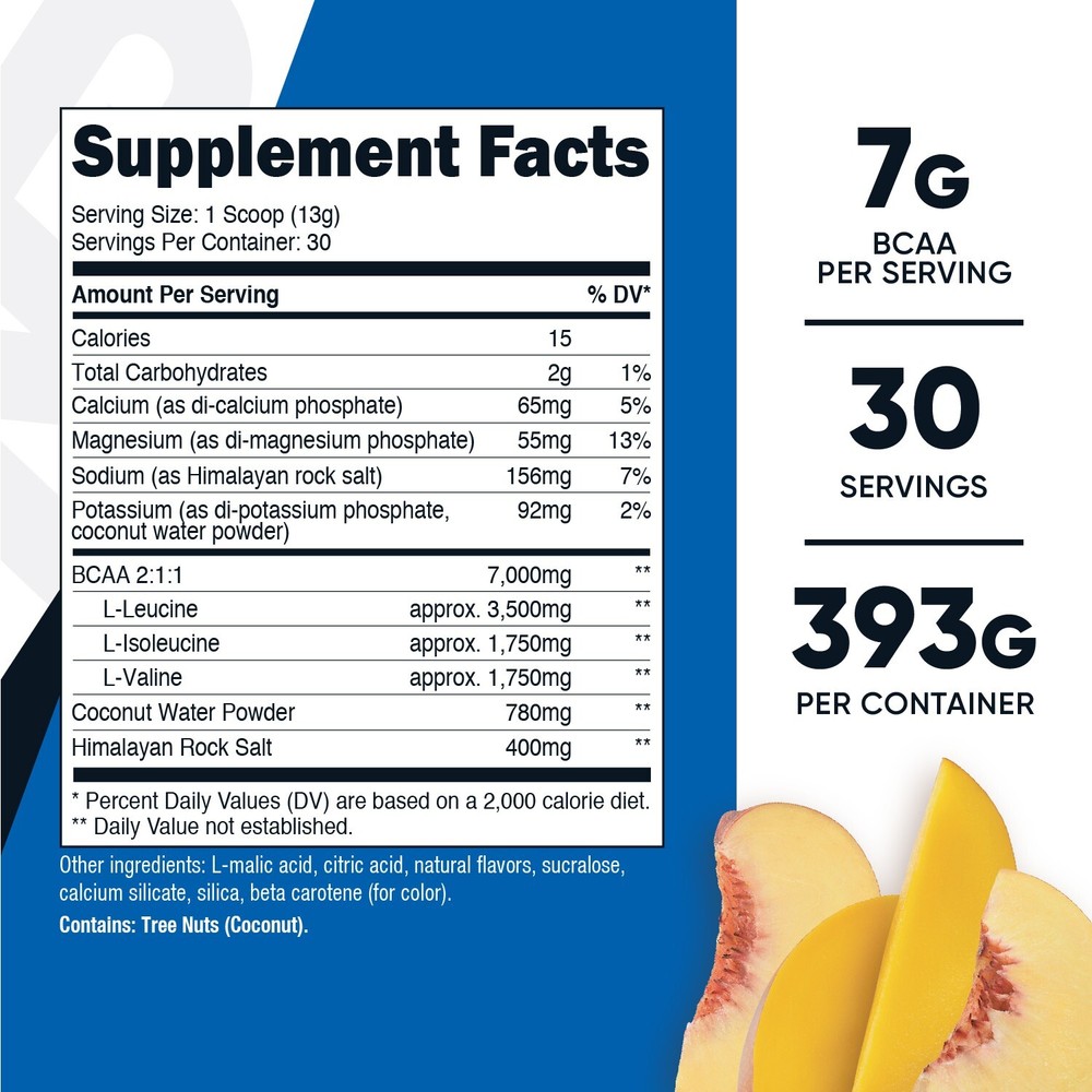 Nutricost BCAA+ Hydration Powder (Peach Mango) 30 Servings