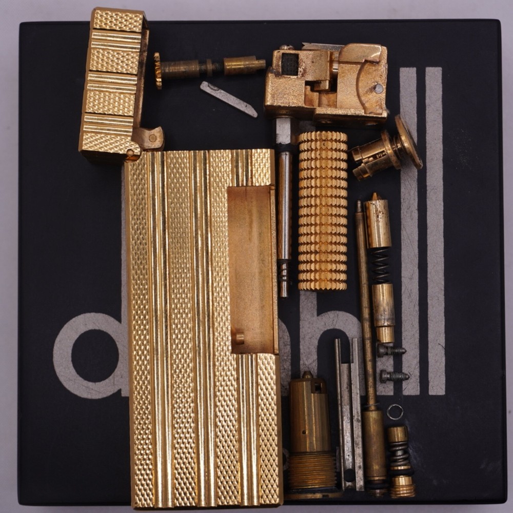 Dunhill Lighter Gold Burley Pattern_Three lines_Ultrasonically cleaned_Working