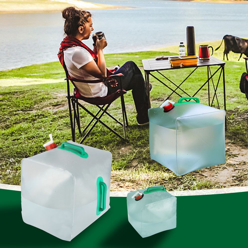 Water Storage Cube Collapsible Water Container W/Spigot Outdoors Hiking Backpack