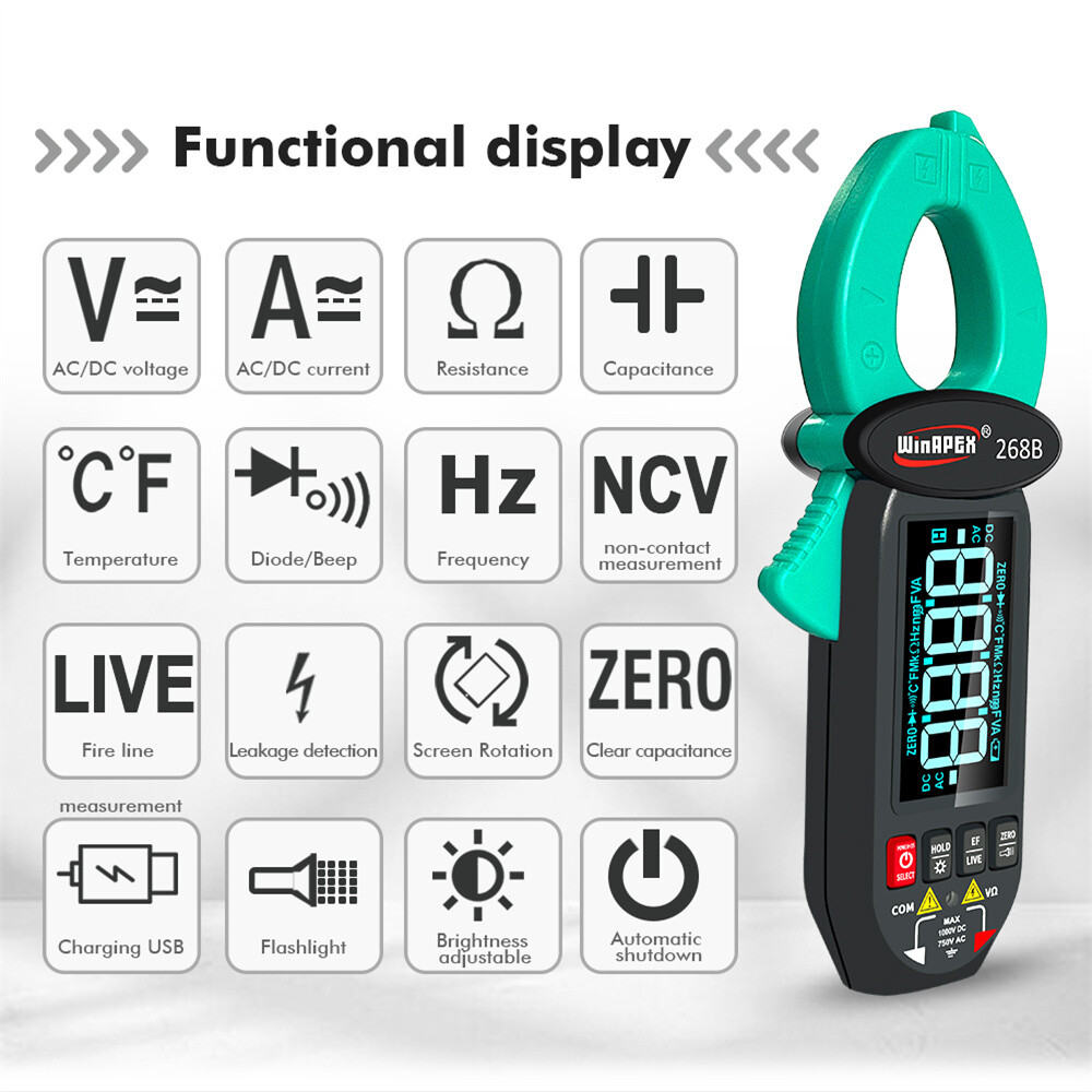 Digital Clamp Meter Multi meter DC/AC Current 600mA-60A Handheld Electrical Test