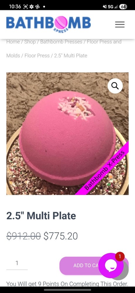 Lightly Used Multi Bath Bomb Press Machine with two molds included