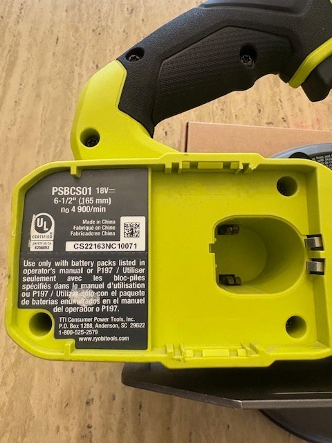 Ryobi 18V ONE+ 6 1/2” Circular Saw Used TOOL ONLY