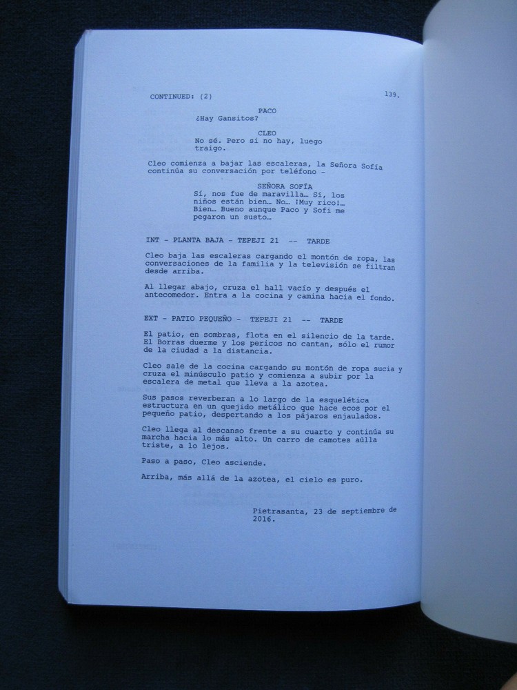ROMA Script For Oscar Consideration Best Original Screenplay by ALFONSO CUARON