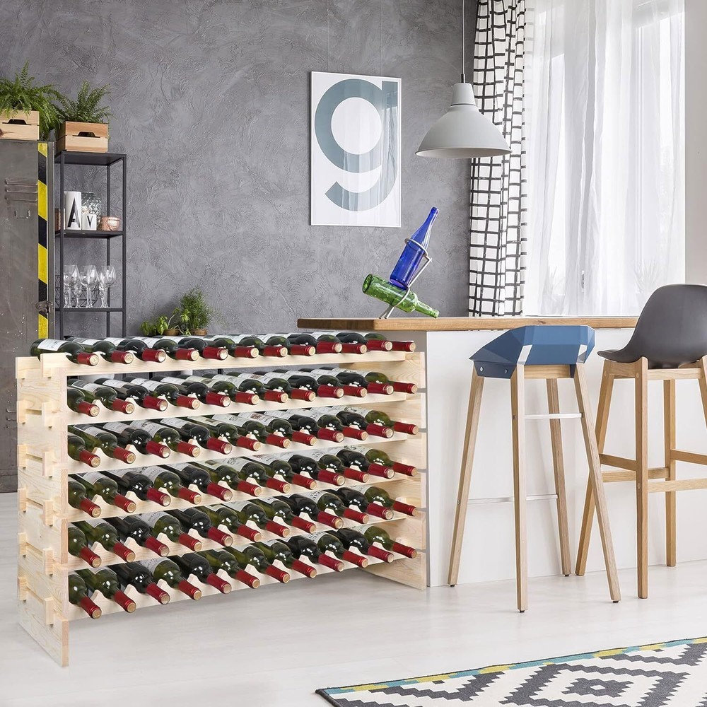 2PCS Wine Rack Stackable Modular Wine Storage Rack Holder Display Shelf 72 Slots
