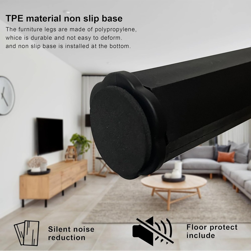 4 Pieces 12 Inch Bed Legs Replacement for Adjustable Bed Frame Base, Felt Bottom