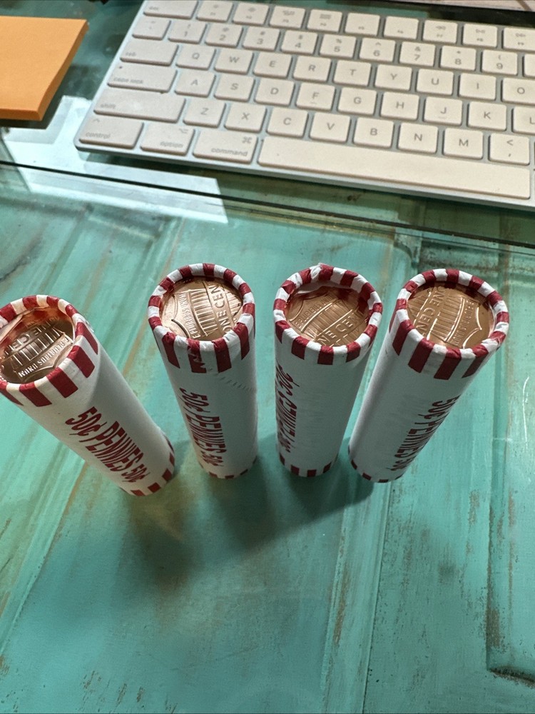 LINCOLN SHIELD CENT ROLL 50 COINS UNCIRCULATED UNKNOWN MINT. Shield On Both End.