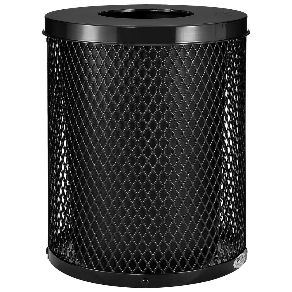 Thermoplastic Coated Mesh Receptacle w/Flat Lid 36 Gallon Black