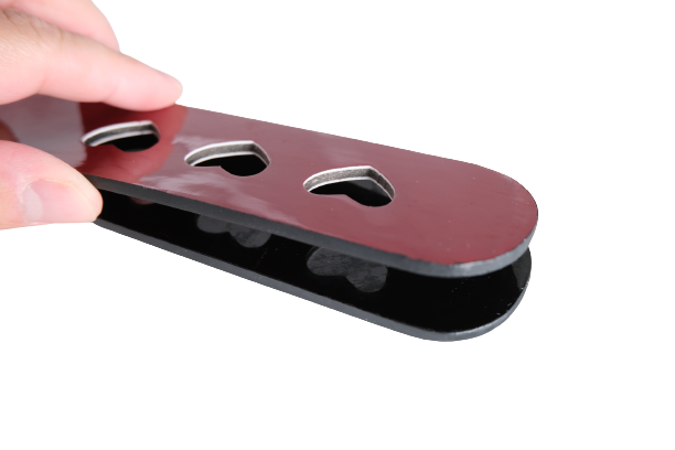 Handmade Red BDSM Spanking Paddle 3 Hearts BDSM Paddle Leather Slapper Paddle