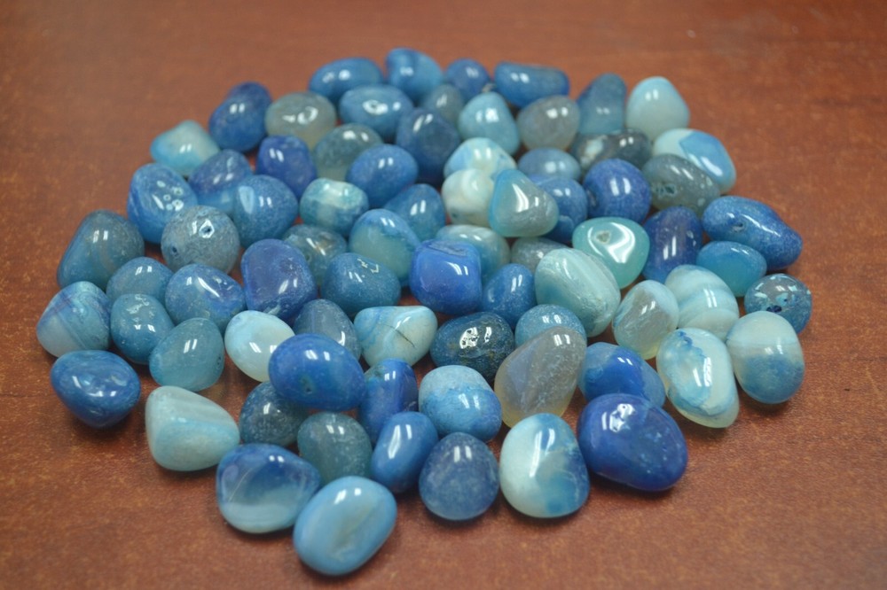 200 PCS BLUE BULK MIX TUMBLED POLISHED GEMSTONE ROCK STONE