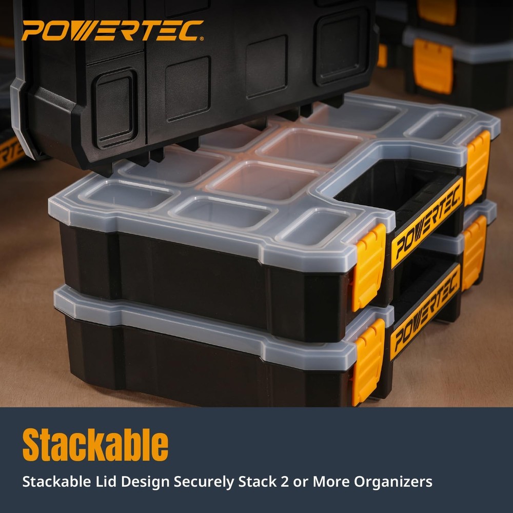 Small Parts Organizer & Tool Box – 10 Compartments, Stackable Storage with Re...