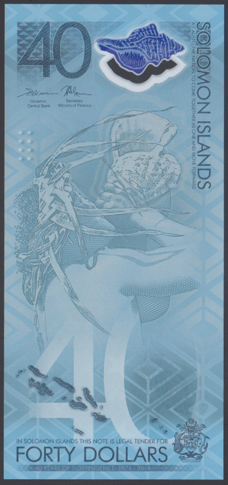 Solomon Islands  40 Dollars  2018  UNC  P. 37,  Banknote, Uncirculated