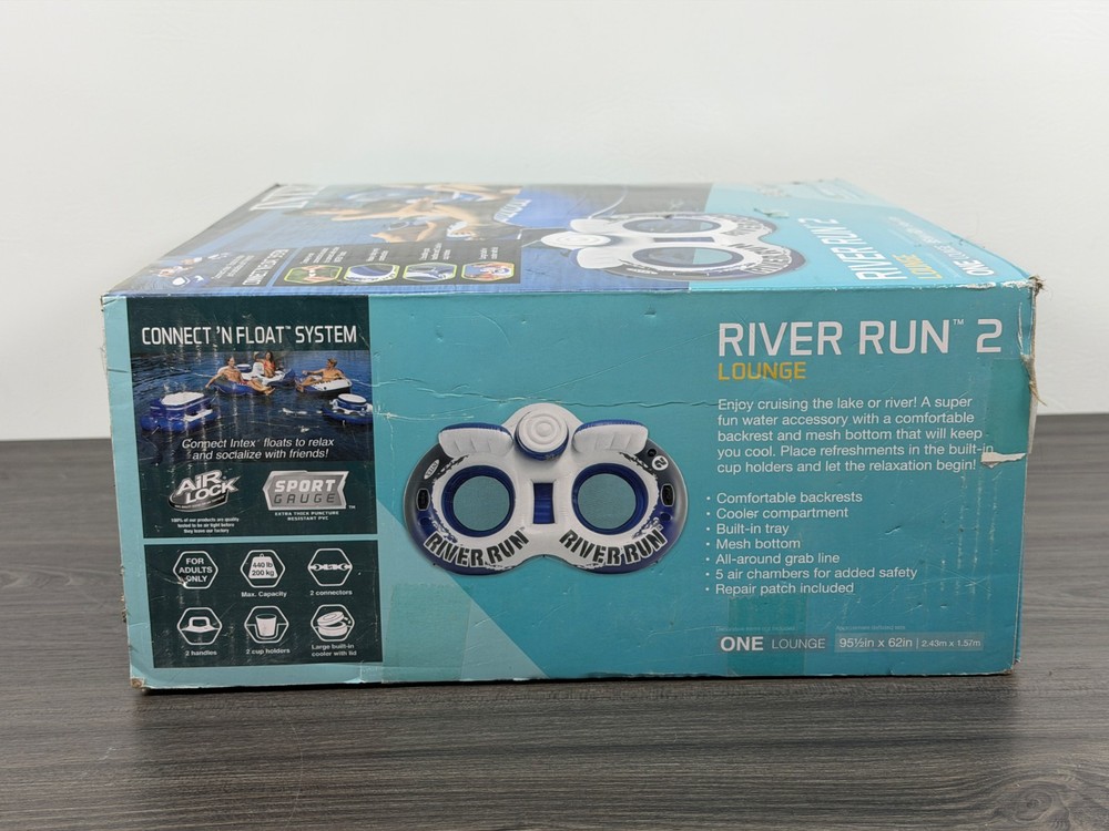 Intex River Run 2 Lounge Inflatable Float 2 Person w Cooler 58837EP Open Box