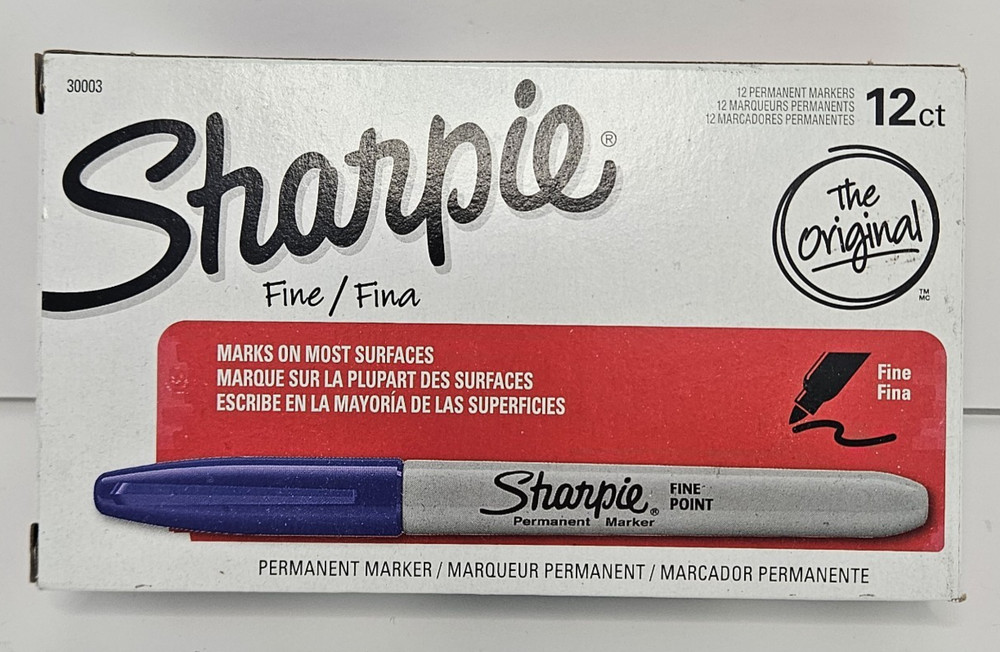 Blue Sharpie Fine Permanent Marker Box 12 Count