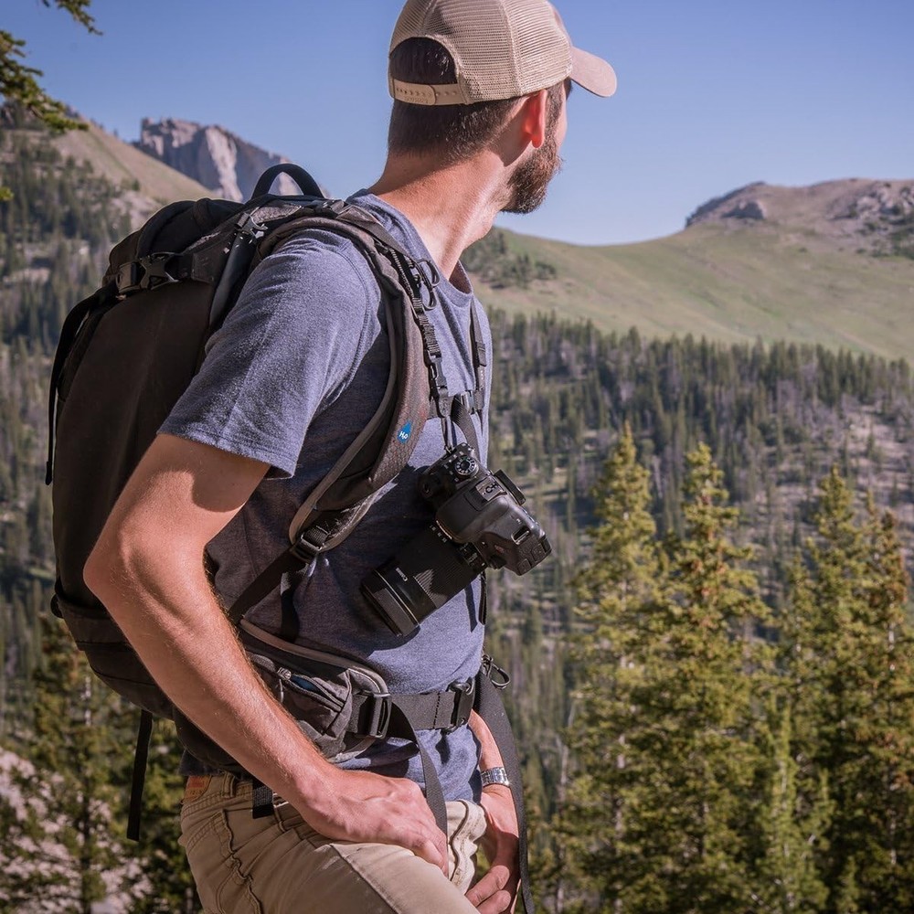 Adjustable Black Camera & Binocular Connectors - Secure Backpack Attachment
